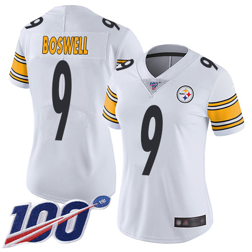 Women Pittsburgh Steelers Football #9 Limited White Chris Boswell Road 100th Season Vapor Untouchable Nike NFL Jersey